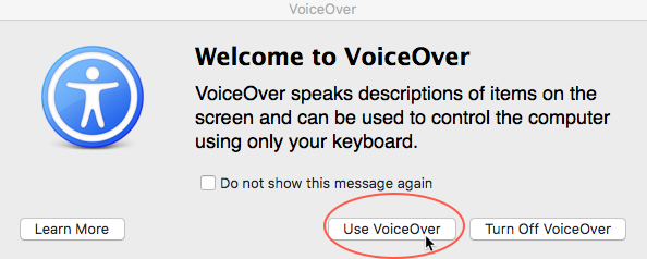 Usar la ventana de diálogo de VoiceOver